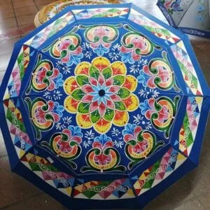 Sombrilla Diseño Rueda de Carreta Pintada a Mano